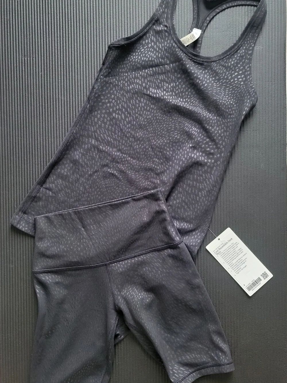 lululemon athletica Charcoal Dotted Racerback Tank/Short Set